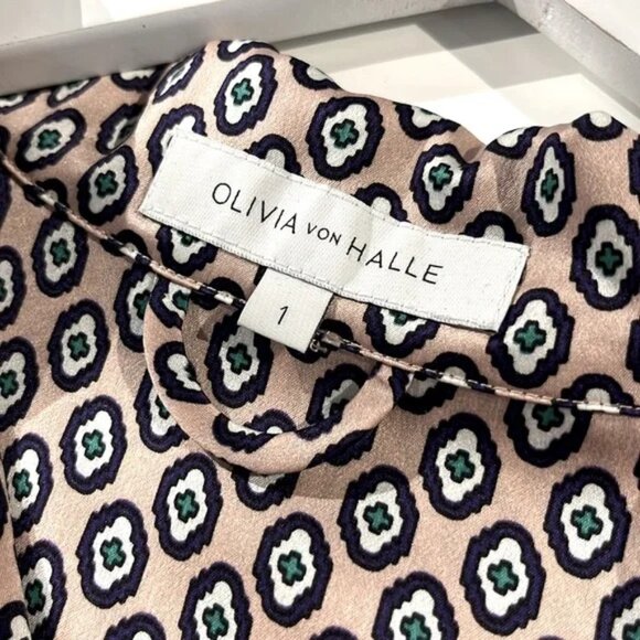 Olivia von Halle Poppy Zahra Printed Long-Sleeve Silk Sleepshirt - Picture 10 of 11